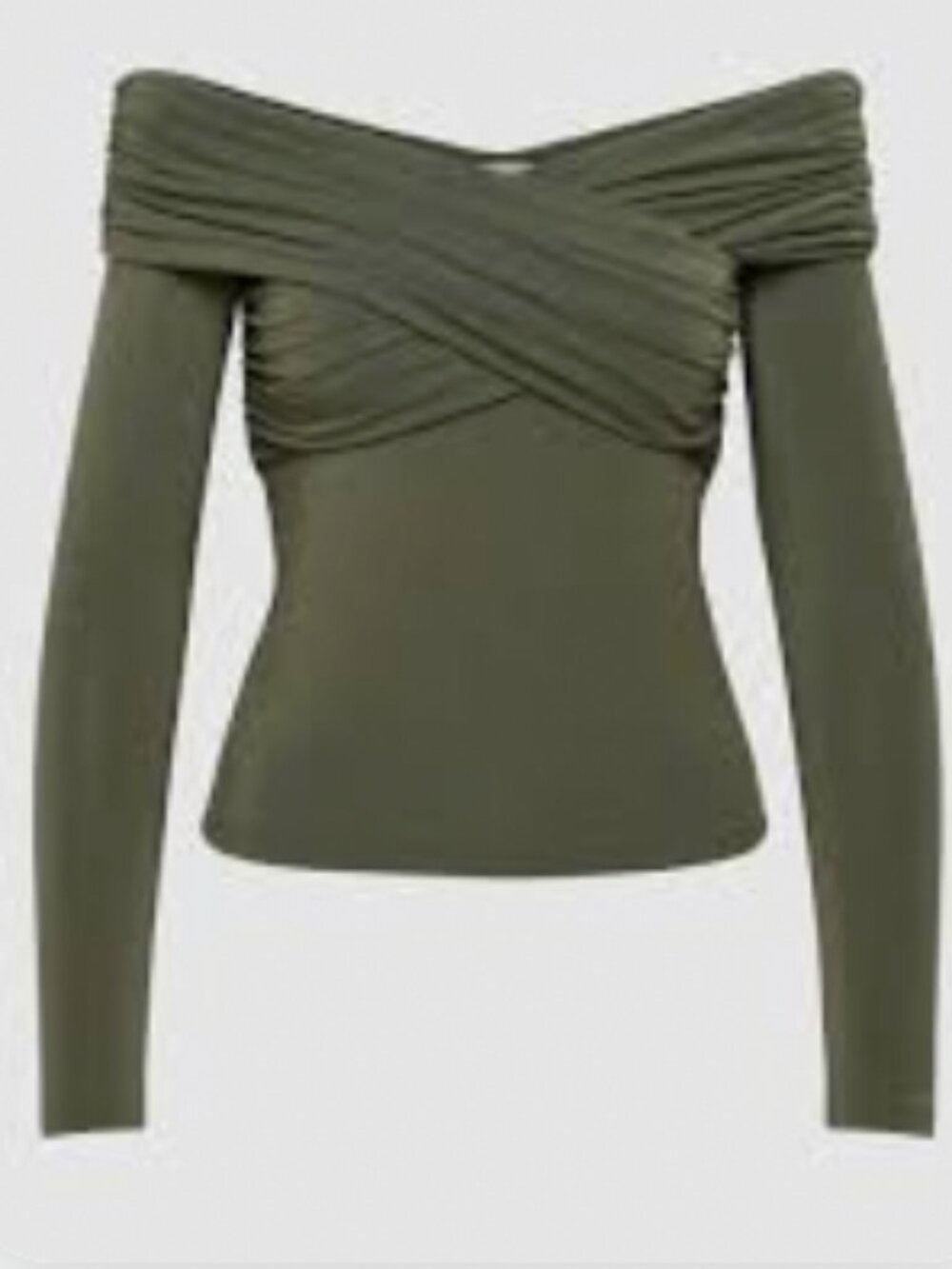 Wilfred Aritzia Olive Off-Shoulder Wrap Long Sleeve Top XS